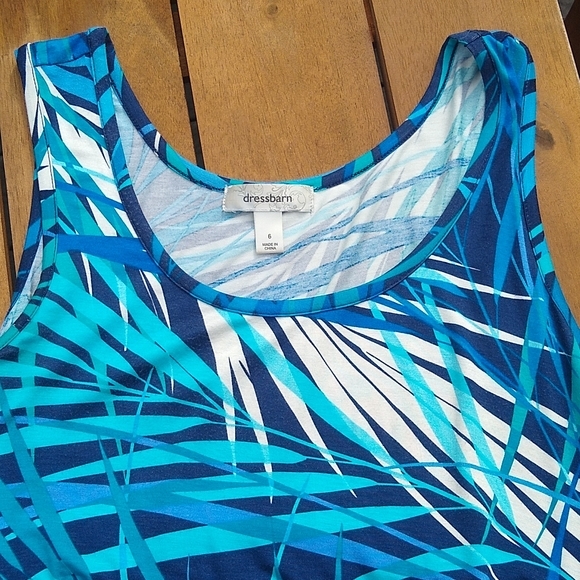 Dress Barn Blue and White palm leaves dress size 6 - Picture 8 of 9